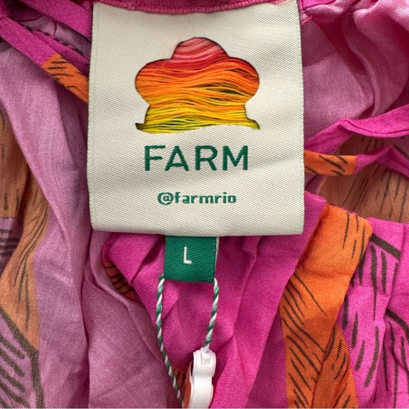 Farm Rio Beach Forest Pink Off The Shoulder Mini Dress Size Large NWT - Picture 4 of 8